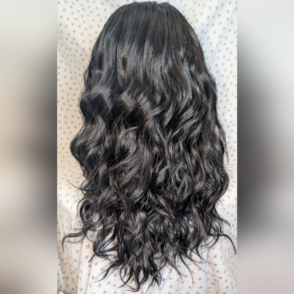 14” Black V-Part Wig Synthetic Natural Blend Wavy Style GWP Fast Shipping